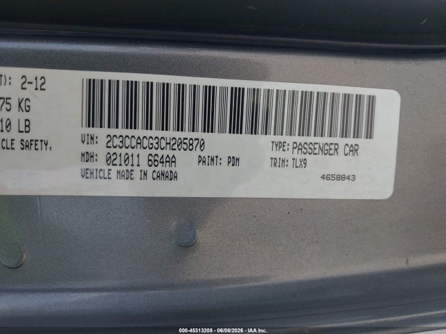 45313208 :رقم المزاد ، 2C3CCACG3CH205870 vin ، 2012 Chrysler 300 Limited مزاد بيع