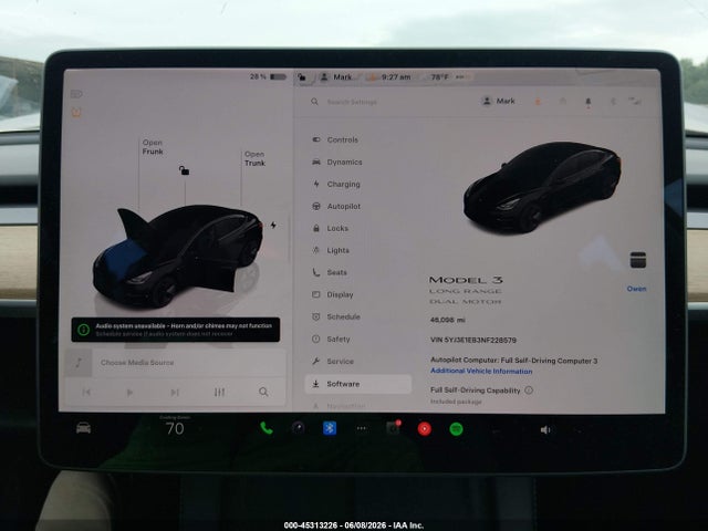 5YJ3E1EB3NF228579 Tesla Model 3 Long Range Dual Motor All-wheel Drive
