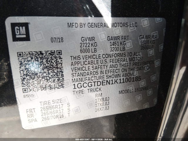 1GCGTDEN1K1100185 Chevrolet Colorado Z71