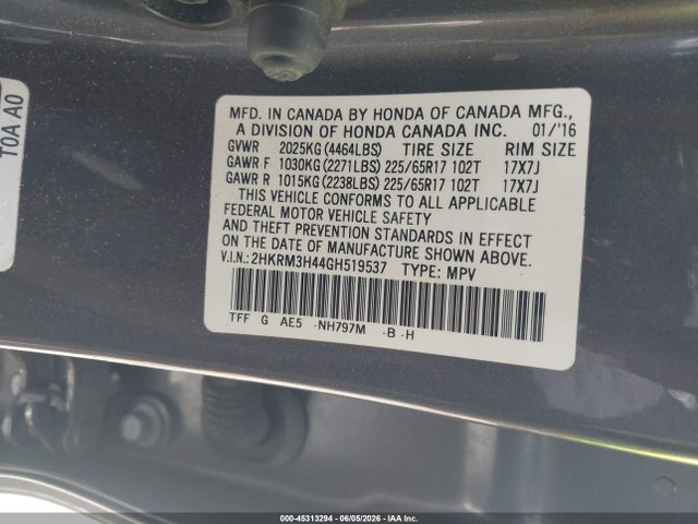 2HKRM3H44GH519537 Honda CR-V SE