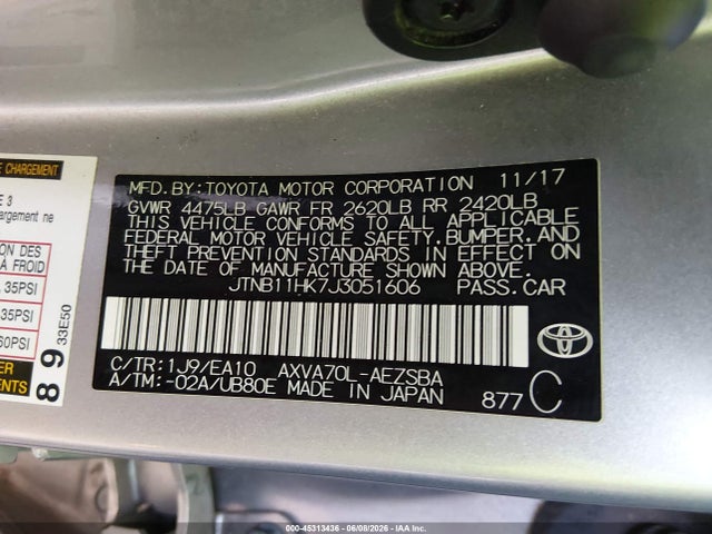 JTNB11HK7J3051606 Toyota CAMRY SE