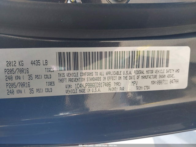 Продаж на аукціоні авто 2014 Jeep Patriot Sport, vin: 1C4NJPBB6ED917406, номер лоту: 45313452