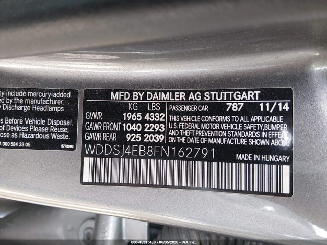 Продаж на аукціоні авто 2015 Mercedes-benz Cla 250, vin: WDDSJ4EB8FN162791, номер лоту: 45313480