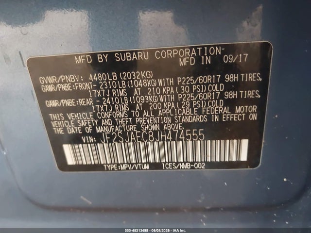 Продажа на аукционе авто 2018 Subaru Forester 2.5i Premium, vin: JF2SJAEC8JH474555, номер лота: 45313498