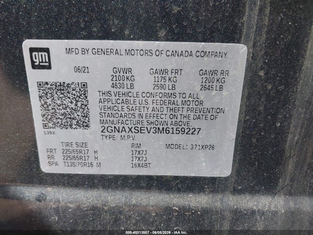 Chevrolet Equinox Awd Ls 2021 2GNAXSEV3M6159227 Image 9