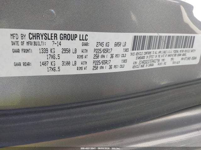 Aukcja sprzedaży 2014 Dodge Grand Caravan R/t, vin: 2C4RDGEG7ER462790, numer aukcji: 45313541