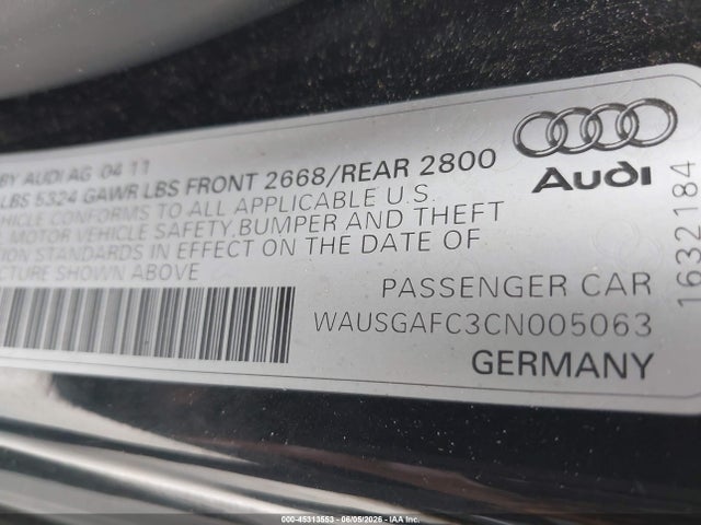 Продажа на аукционе авто 2012 Audi A7 3.0 Prestige, vin: WAUSGAFC3CN005063, номер лота: 45313553