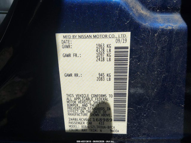 1N4BL4CV6LC168989 Nissan Altima Sr Fwd