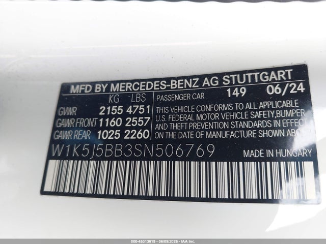 Aukcja sprzedaży 2025 Mercedes-benz Amg Cla 35 4matic, vin: W1K5J5BB3SN506769, numer aukcji: 45313619