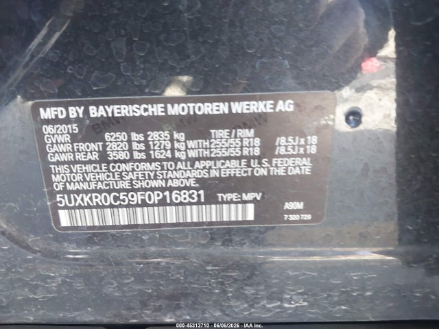 Продажа на аукционе авто 2015 Bmw X5 Xdrive35i, vin: 5UXKR0C59F0P16831, номер лота: 45313710