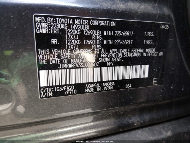 JTMRWRFV3SJ073907 Toyota Rav4 Hybrid Xle