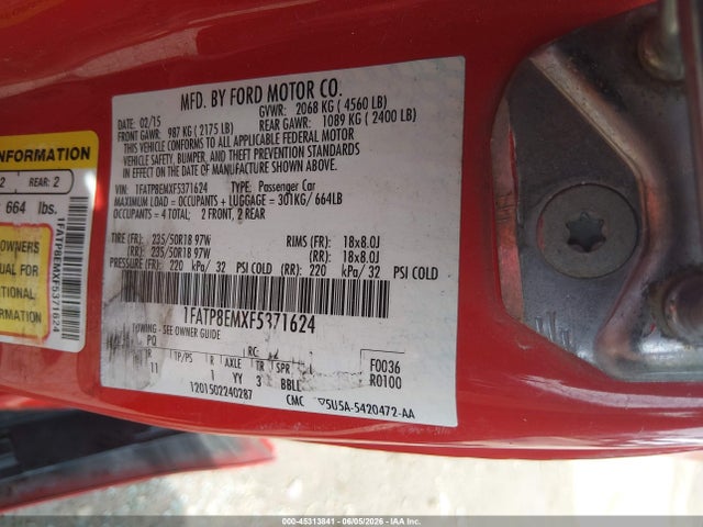 Ford Mustang V6 2015 1FATP8EMXF5371624 Image 9
