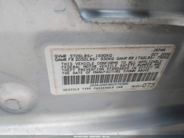 Продаж на аукціоні авто 2006 Mitsubishi Lancer Es/se, vin: JA3AJ26E86U072385, номер лоту: 45313854
