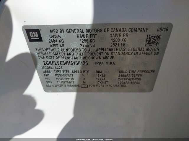 Продаж на аукціоні авто 2017 Gmc Terrain Denali, vin: 2GKFLVE34H6150136, номер лоту: 45313866