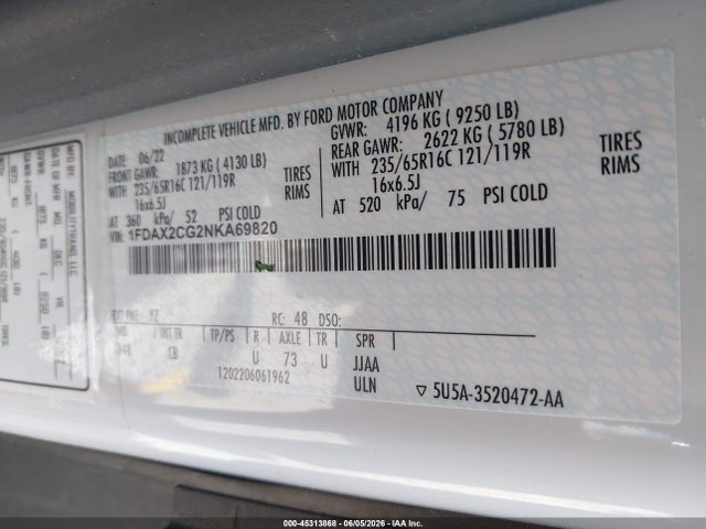 Ford Transit-350 Passenger Van Xl 2022 1FDAX2CG2NKA69820 Image 9