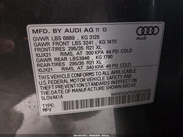 Aukcja sprzedaży 2014 Audi Q7 3.0t S Line Prestige, vin: WA1DGAFE0ED011435, numer aukcji: 45313912