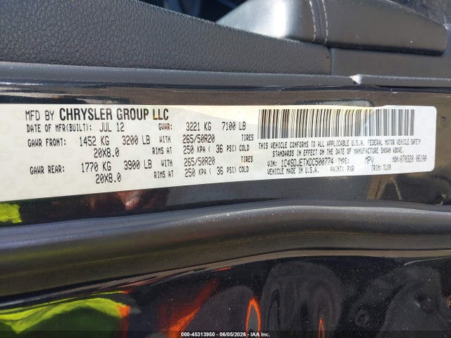 Aukcja sprzedaży 2013 Dodge Durango Citadel, vin: 1C4SDJETXDC500774, numer aukcji: 45313950