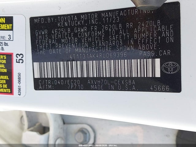 4T1T31AK4RU069396 Toyota Camry Hybrid Se Nightshade