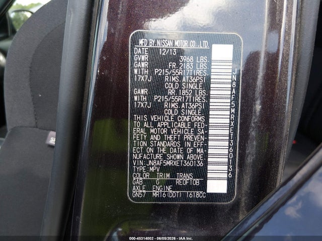 Продаж на аукціоні авто 2014 Nissan Juke S, vin: JN8AF5MRXET360136, номер лоту: 45314002