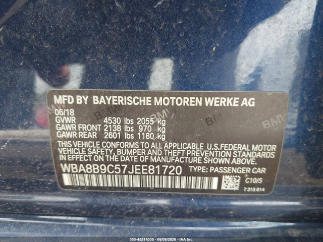 Продаж на аукціоні авто 2018 Bmw 330i, vin: WBA8B9C57JEE81720, номер лоту: 45314005