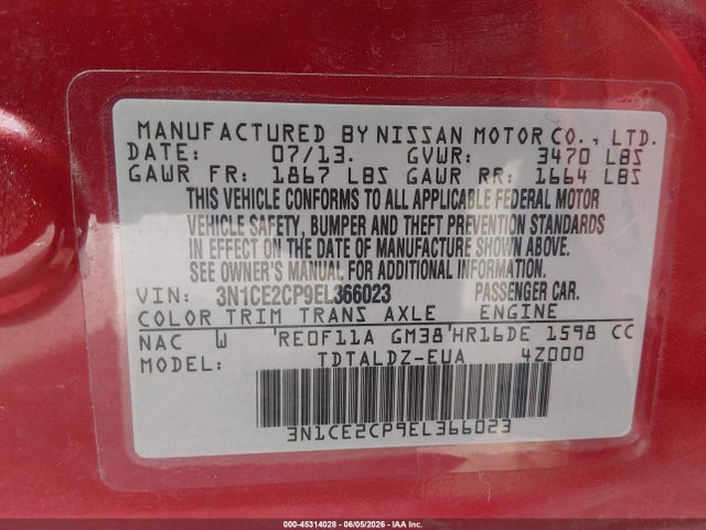 Nissan Versa Note Sv 2014 3N1CE2CP9EL366023 Image 9