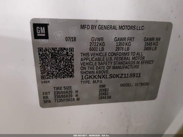 Продаж на аукціоні авто 2019 Gmc Acadia Denali, vin: 1GKKNXLS0KZ118911, номер лоту: 45314071