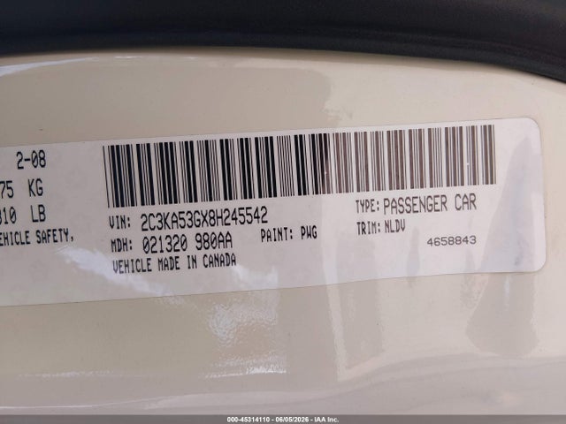 Aukcja sprzedaży 2008 Chrysler 300 Touring, vin: 2C3KA53GX8H245542, numer aukcji: 45314110