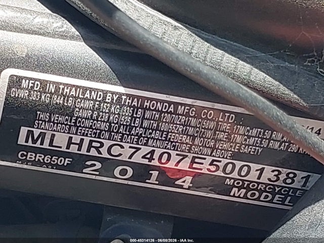 Honda Cbr650 F 2014 MLHRC7407E5001381 Image 10