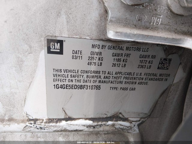 Aukcja sprzedaży 2011 Buick Lacrosse Cxs, vin: 1G4GE5ED9BF310765, numer aukcji: 45314135
