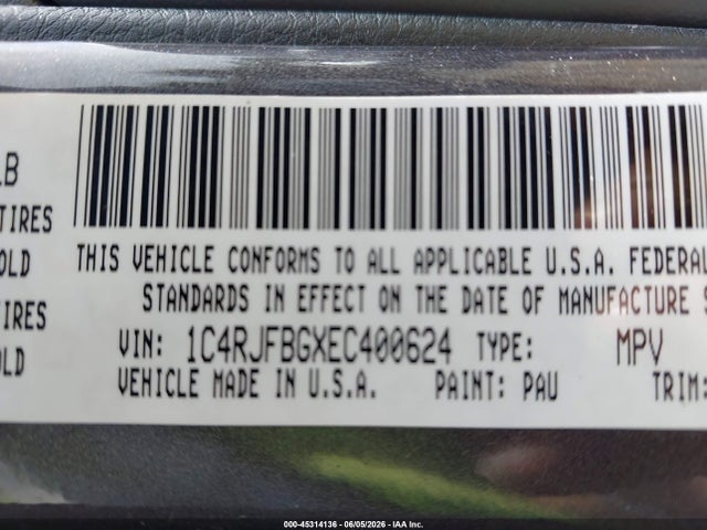 Продаж на аукціоні авто 2014 Jeep Grand Cherokee Limited, vin: 1C4RJFBGXEC400624, номер лоту: 45314136