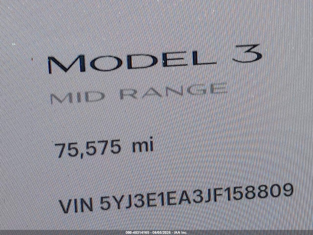 Tesla Model 3 Long Range/mid Range 2018 5YJ3E1EA3JF158809 Image 15
