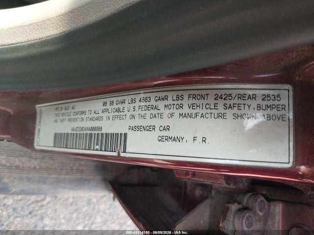 Aukcja sprzedaży 1999 Audi A4 2.8, vin: WAUED28D4XA000968, numer aukcji: 45314180
