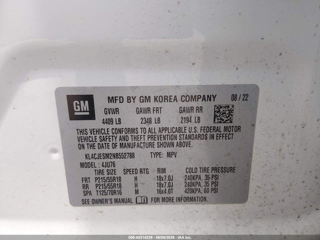 Aukcja sprzedaży 2022 Buick Encore Awd Preferred, vin: KL4CJESM2NB552788, numer aukcji: 45314229