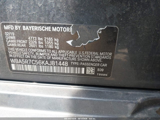Продаж на аукціоні авто 2019 Bmw 330i Xdrive, vin: WBA5R7C56KAJ81448, номер лоту: 45314236