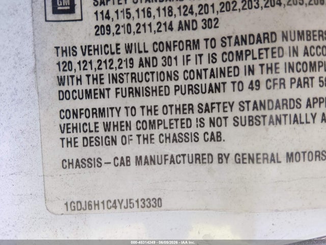 45314249 :رقم المزاد ، 1GDJ6H1C4YJ513330 vin ، 2000 Gmc Tc6h042 مزاد بيع
