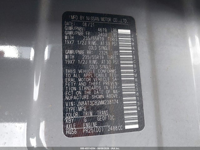 JN8AT3CB2MW238174 Nissan Rogue Sl Intelligent Awd