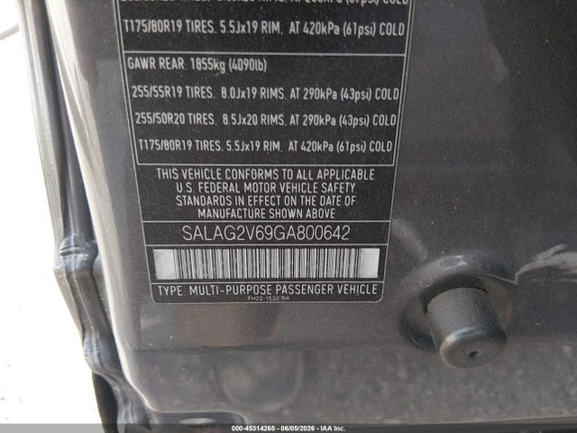 SALAG2V69GA800642 Land Rover LR4