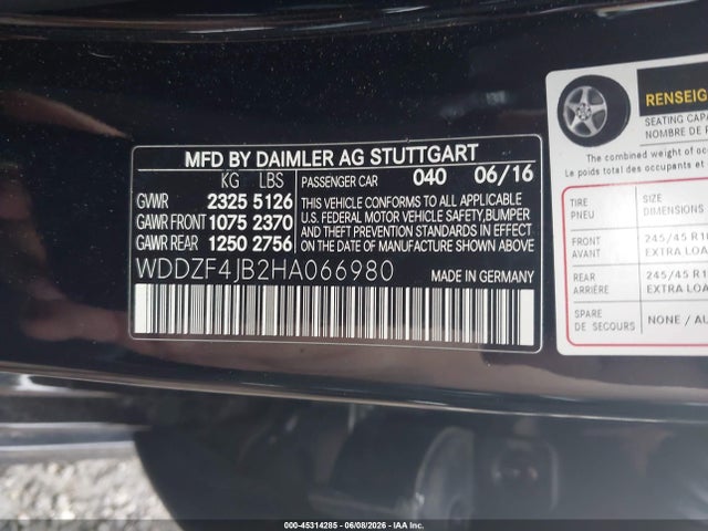 Продаж на аукціоні авто 2017 Mercedes-benz E 300, vin: WDDZF4JB2HA066980, номер лоту: 45314285