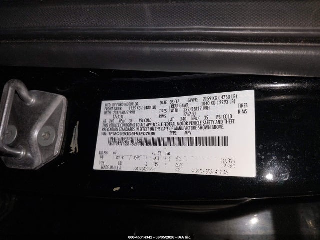 Ford ESCAPE SE 2017 1FMCU9GD5HUF07989 Image 9