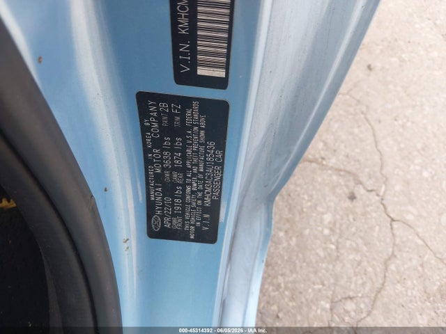 2010 Hyundai Accent Gs მანქანა იყიდება აუქციონზე, vin: KMHCM3AC3AU185436, აუქციონის ნომერი: 45314392