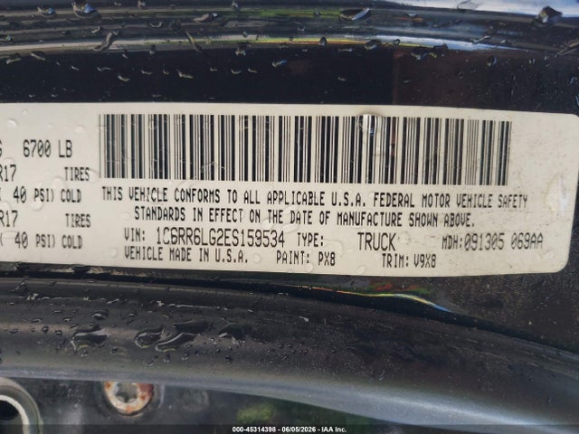 2014 Ram 1500 Slt მანქანა იყიდება აუქციონზე, vin: 1C6RR6LG2ES159534, აუქციონის ნომერი: 45314398