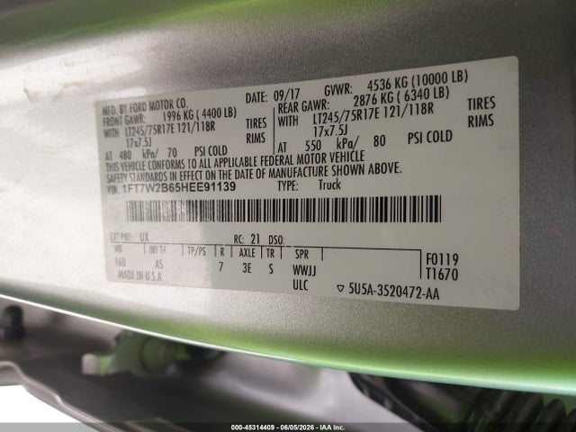 Ford F-250 Xl 2017 1FT7W2B65HEE91139 Image 9