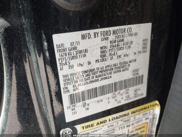 Auction sale of the 2011 Lincoln Navigator L, vin: 5LMJJ3J56BEJ09624, lot number: 45314412