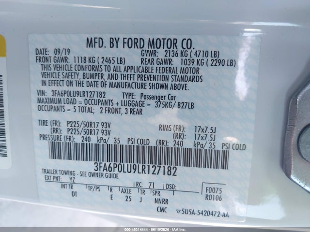 Ford Fusion Hybrid Se 2020 3FA6P0LU9LR127182 Image 9