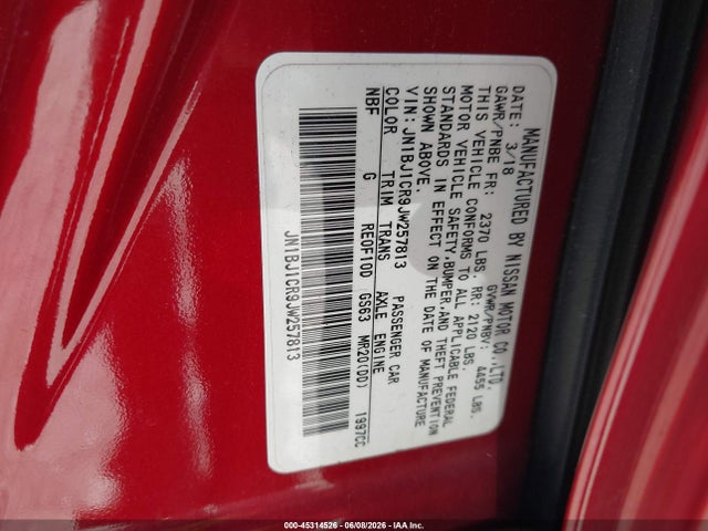 Aukcja sprzedaży 2018 Nissan Rogue Sport S, vin: JN1BJ1CR9JW257813, numer aukcji: 45314526