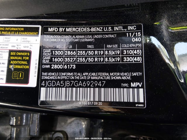4JGDA5JB7GA692947 Mercedes-Benz GLE 350