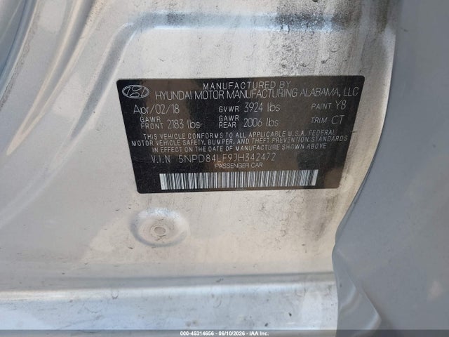 Hyundai ELANTRA SEL 2018 5NPD84LF9JH342472 Image 9