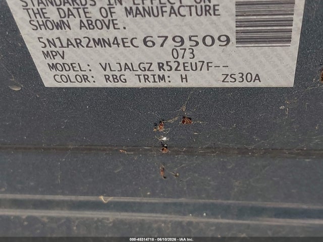 Продаж на аукціоні авто 2014 Nissan Pathfinder Sl, vin: 5N1AR2MN4EC679509, номер лоту: 45314718