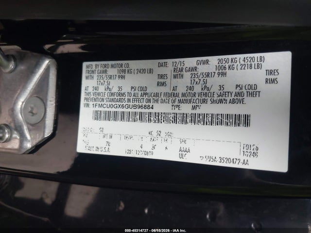 Ford ESCAPE SE 2016 1FMCU0GX6GUB96884 Image 9