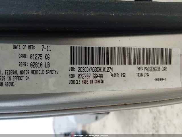 Продажа на аукционе авто 2012 Dodge Challenger Sxt, vin: 2C3CDYAG3CH101274, номер лота: 45314738